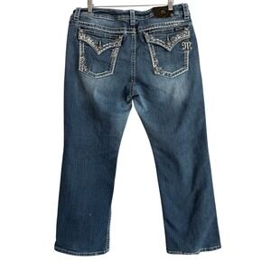 Miss Me Easy Boot Womens Jeans JE5759EZ Blue Dark Wash Embellished Size 36 Rock